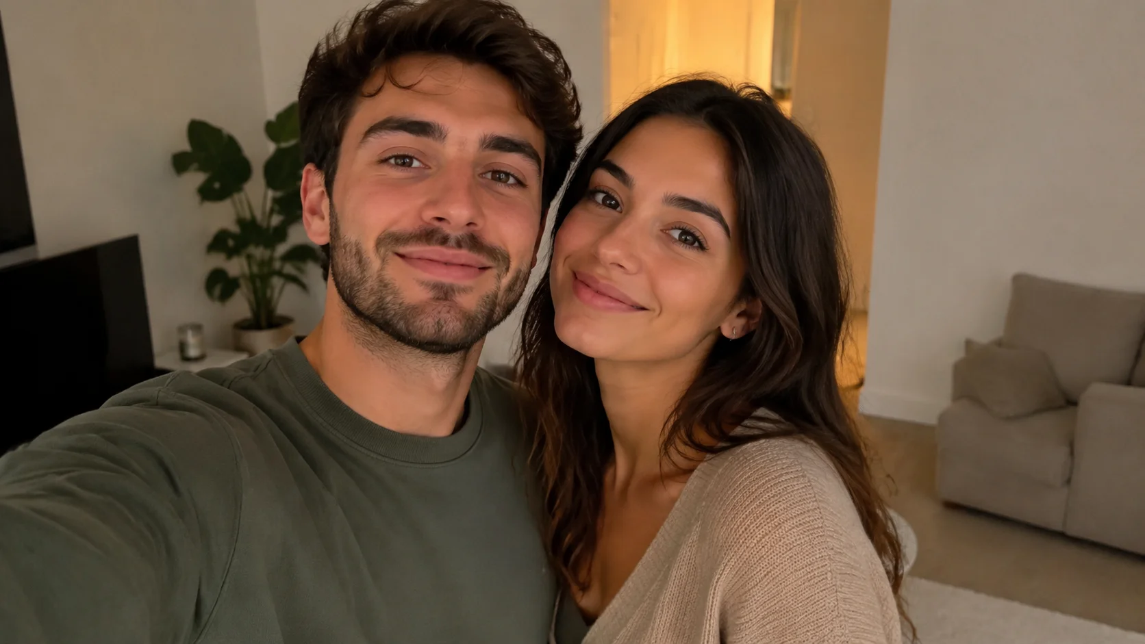 Reference selfie of a smiling couple at home